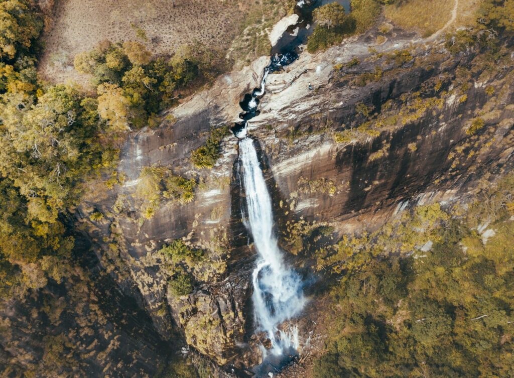 Diyaluma mountain waterfall in Sri Lanka