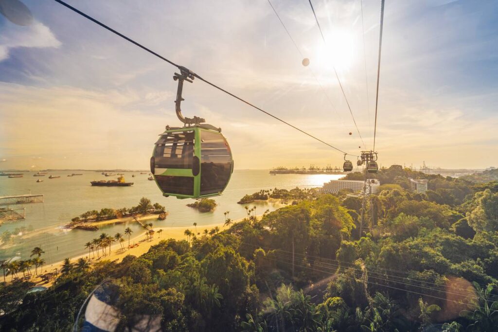 Cable car to the beach of Sentosa island