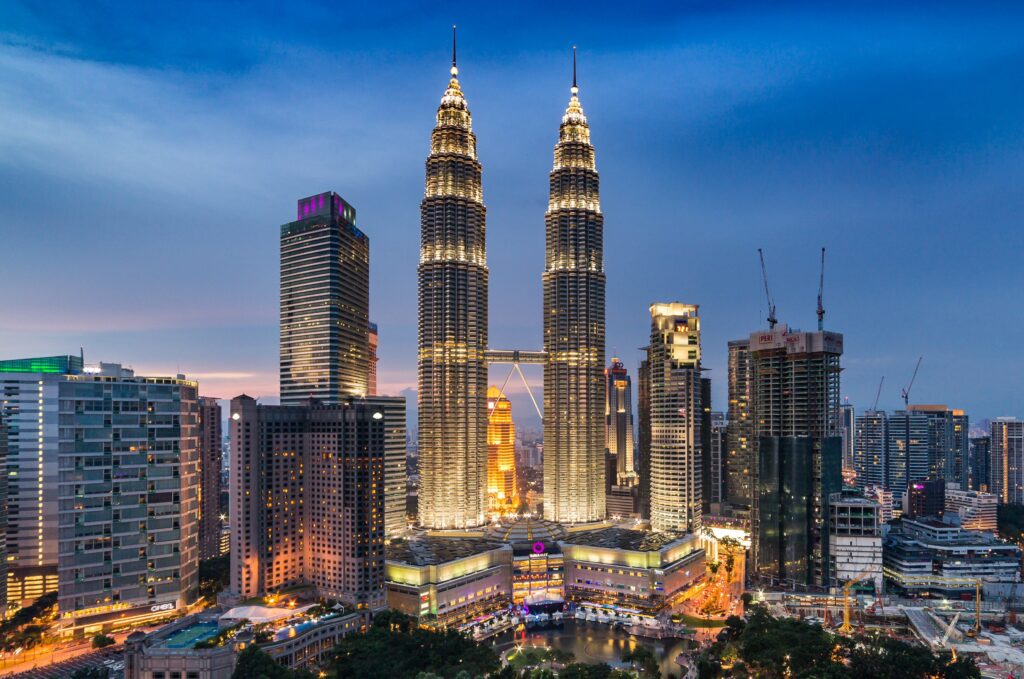 Petronas Towers in Kuala Lumpur, night view