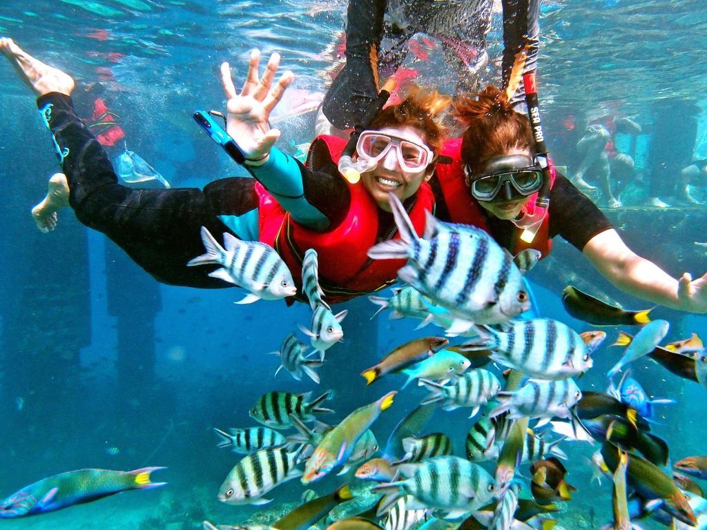 Snorkeling for tourists on the island of Redang in Malaysia