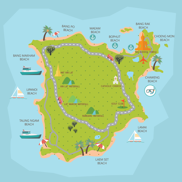Koh Samui Beaches Map 2022