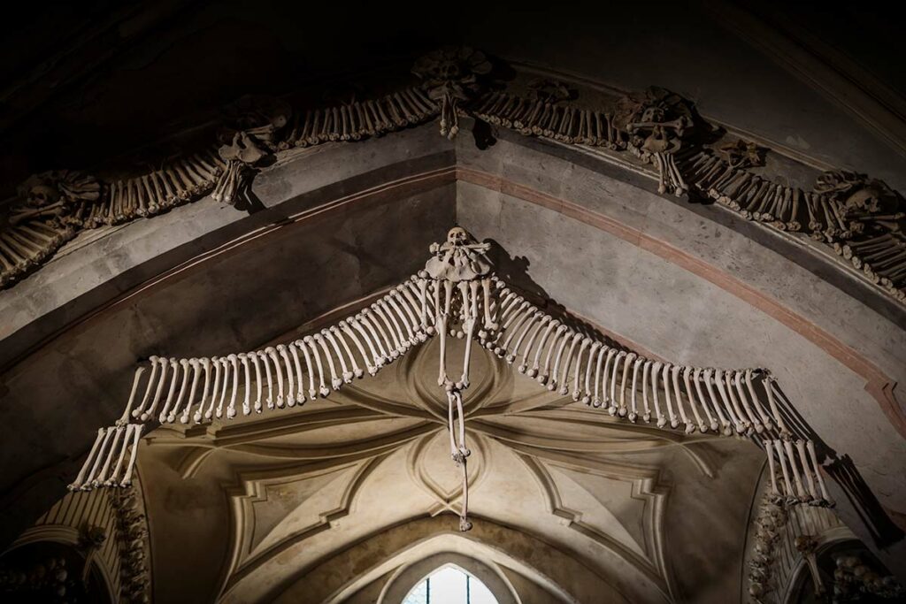 Inside the Church of Bones in Kutna Hor