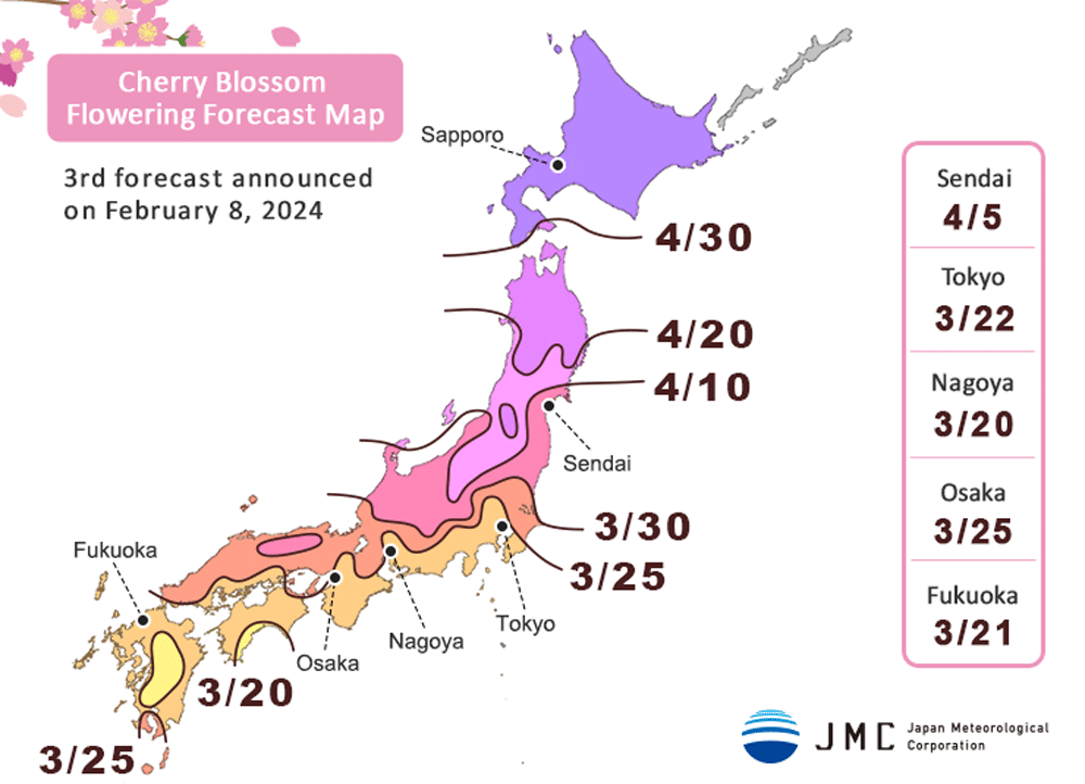 Cherry blossom forecast, Japan