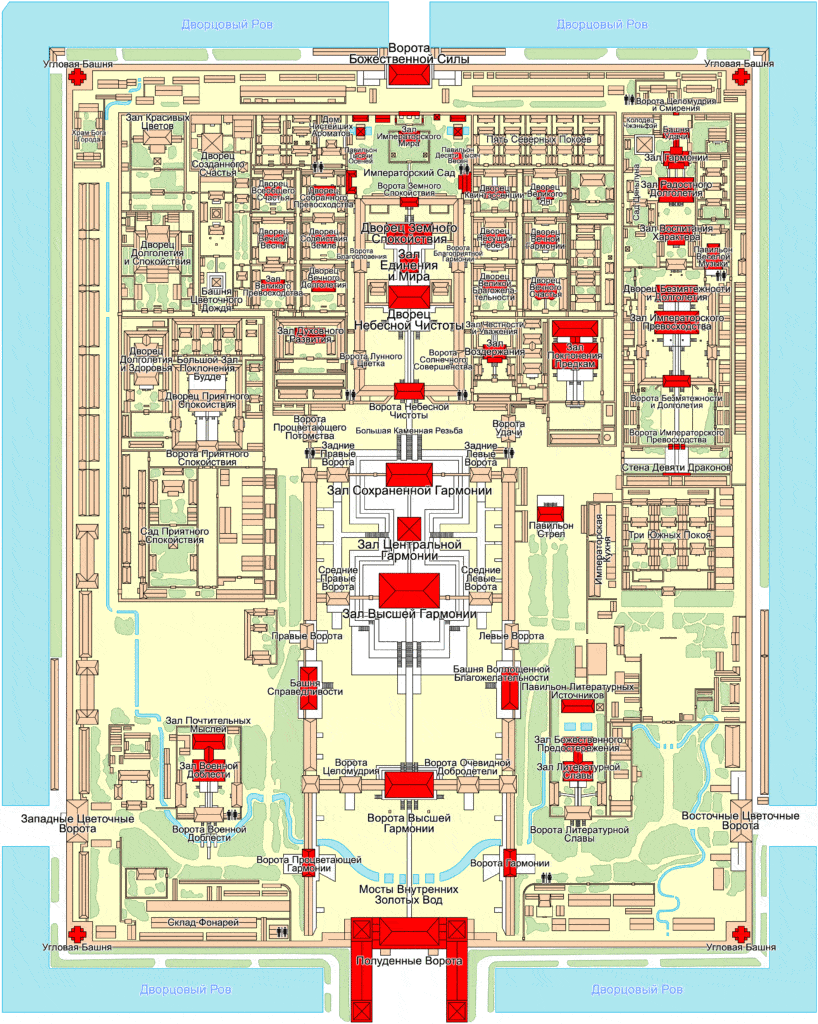Карта Императорского дворца в Пекине